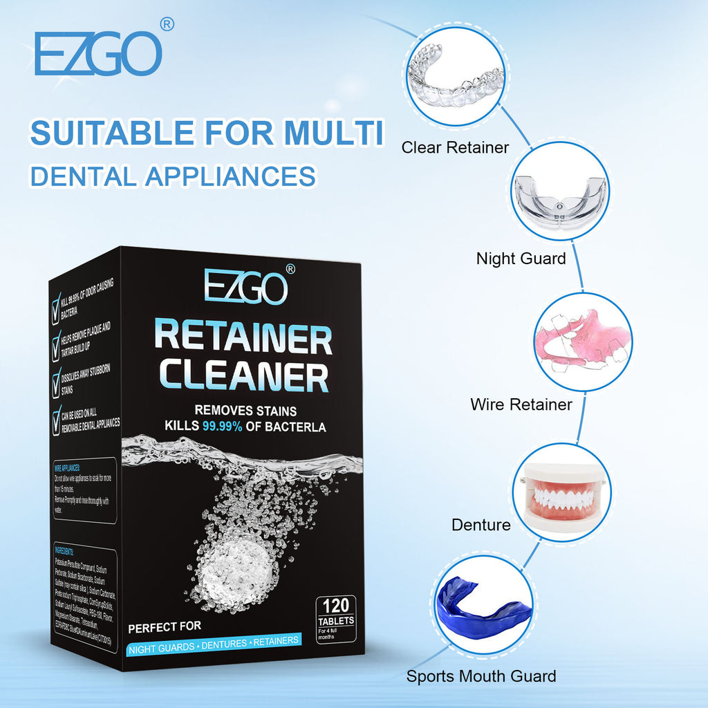 Denture Retainer Cleaner Tablets - 120 Ct Fast Germ-Killing Plaque Remover