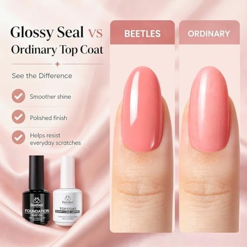 Gel Base and Top Coat Set - No Wipe Glossy UV LED Soak-Off Nails, 2 x 15ml