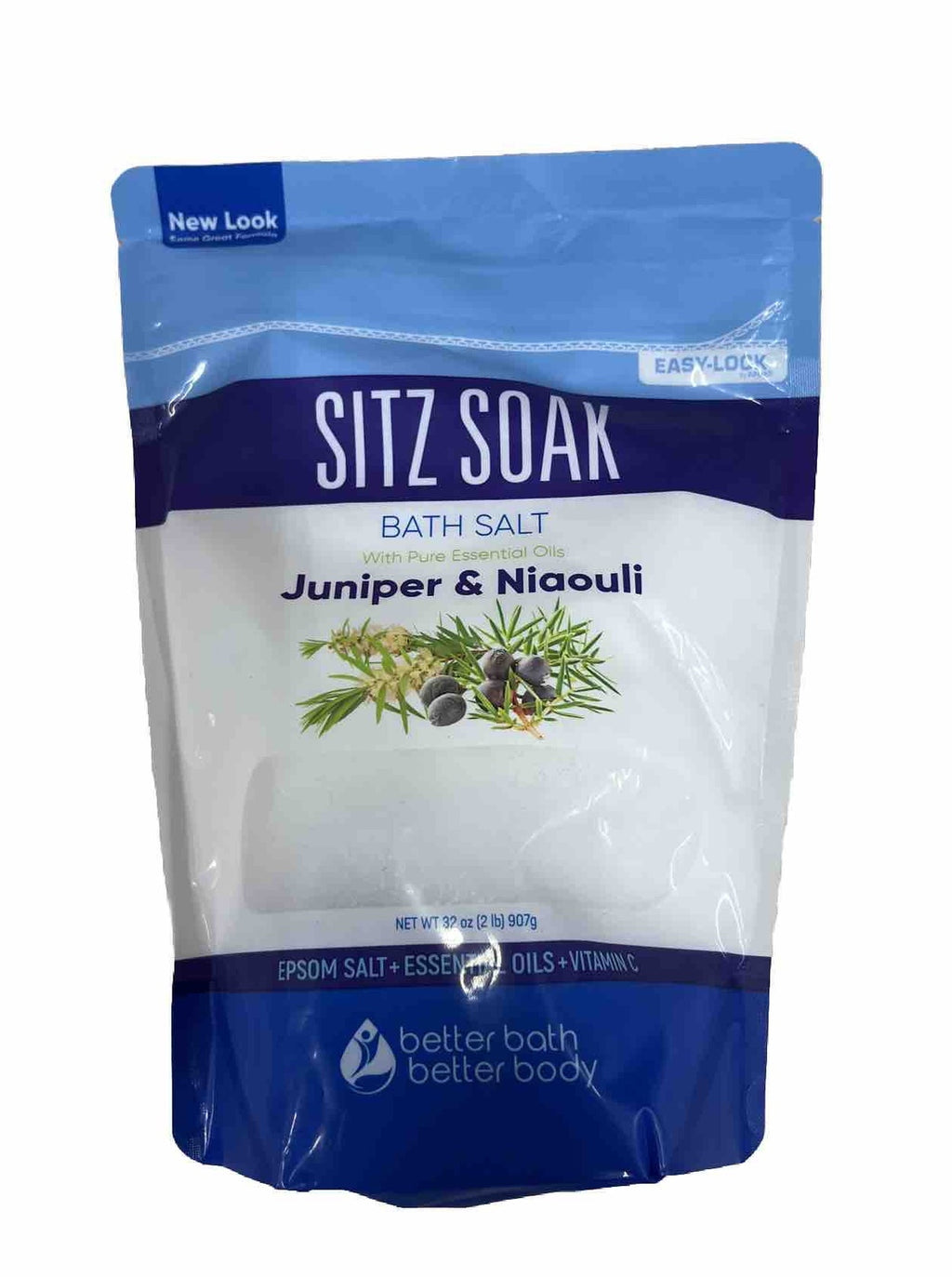 Bath Salt with Essential Oils - Juniper & Niaouli, 2 LB Natural Soak