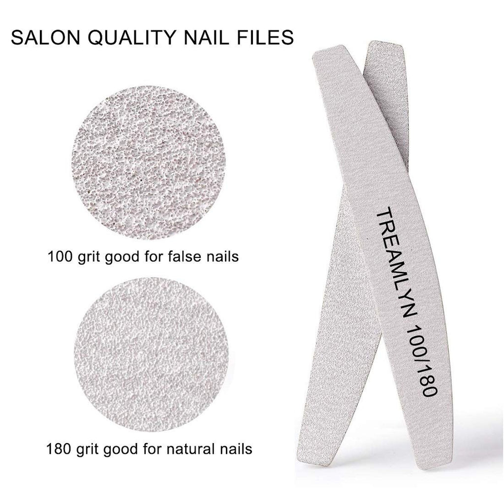 10 Pcs Heavy Duty Nail Files 100/180 Grit for Acrylic & Natural Nails