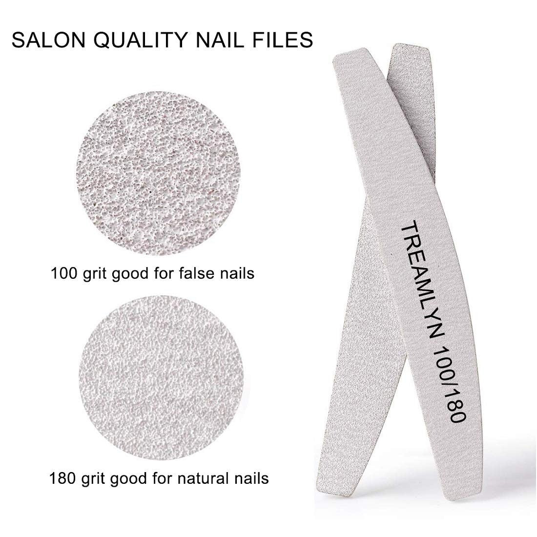 10 Pcs Heavy Duty Nail Files 100/180 Grit for Acrylic & Natural Nails