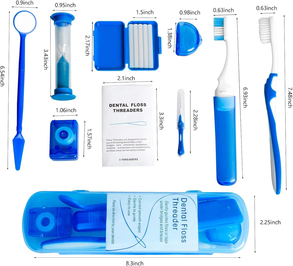 Orthodontic Care Kit with Toothbrush Floss Wax Mirror & Interdental Brush