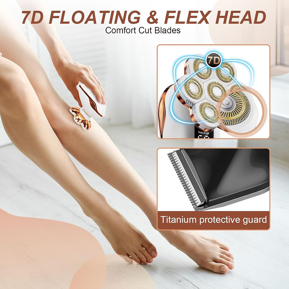 Cordless Women Rotary Electric Shaver for Painless Hair Removal Legs Face Bikini