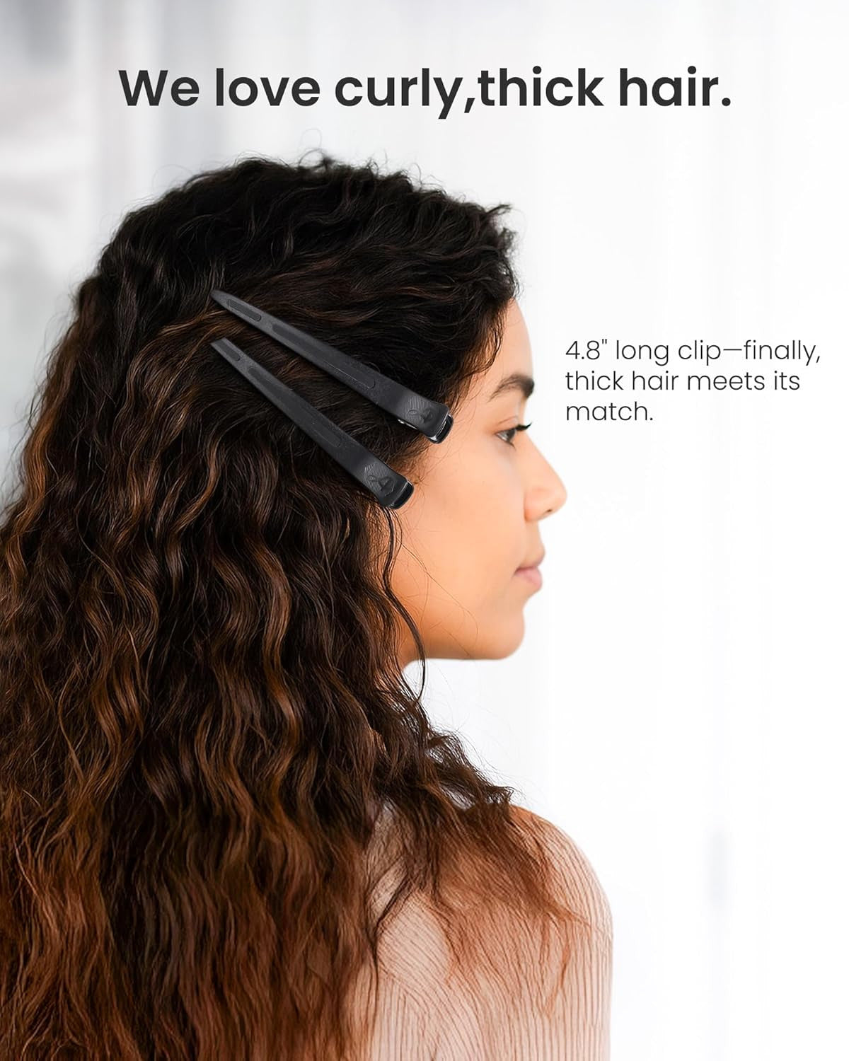 Extended Hair Clips for Styling Larger Sections - 6 Pack Black