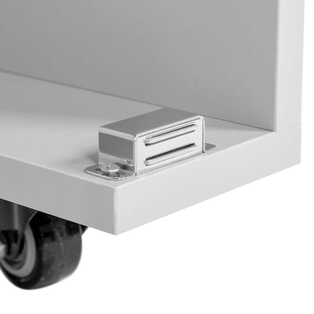 Foldable Nail Tech Table with Dust Collector, Storage Shelves & Lockable Casters