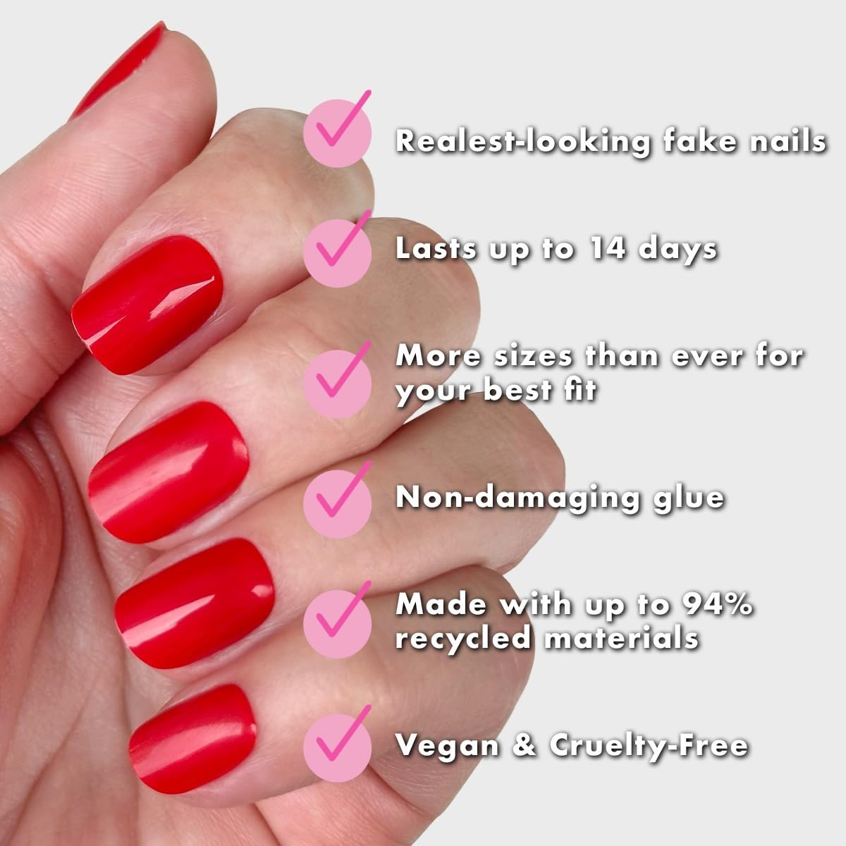 Press-On Nails Extra Short Red False Nails for Manicure - Olive & June