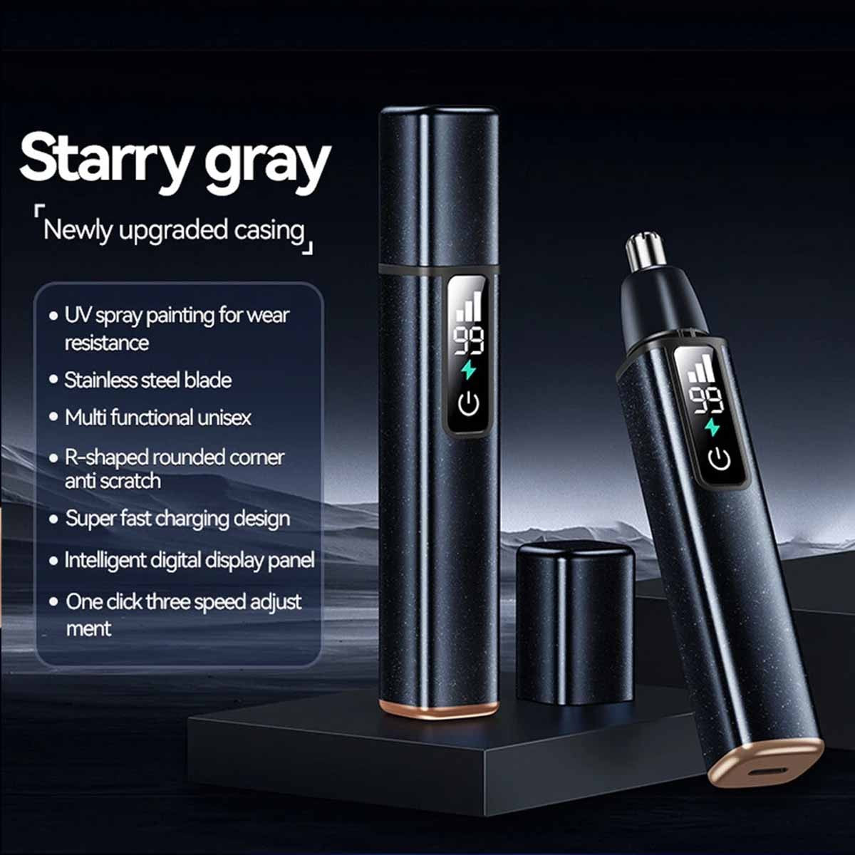 Men's Nose and Ear Hair Trimmer - Rechargeable Waterproof Grooming Device