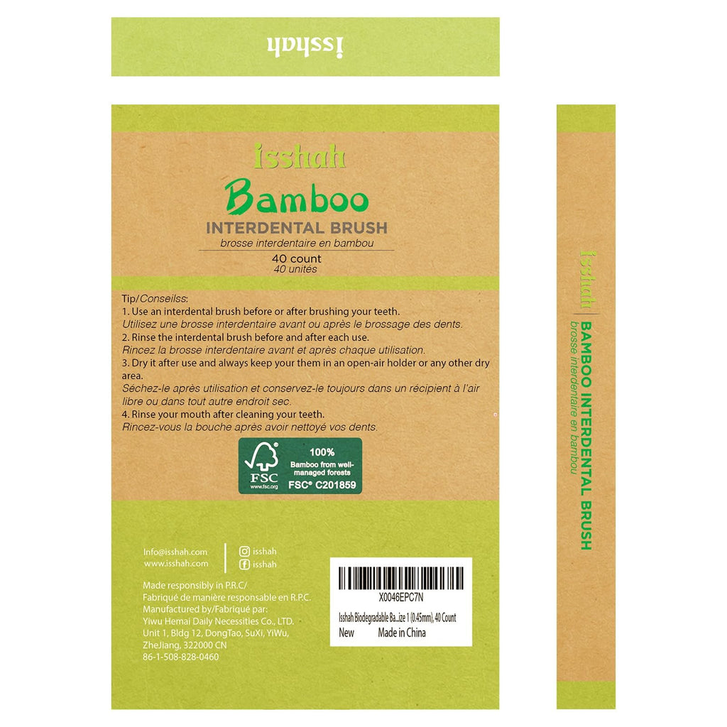 Biodegradable Bamboo Interdental Brushes Pack of 40 - Natural Tooth Cleaning