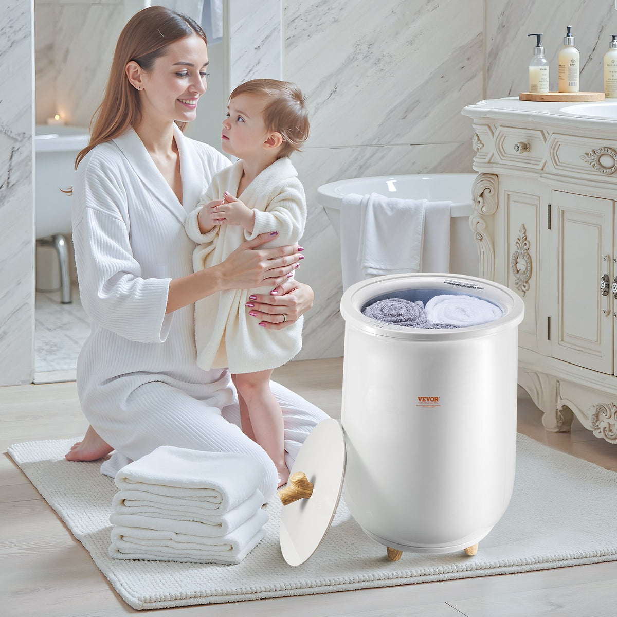 20L Towel Warmer Bucket with LED Light, Timer & Temperature Control