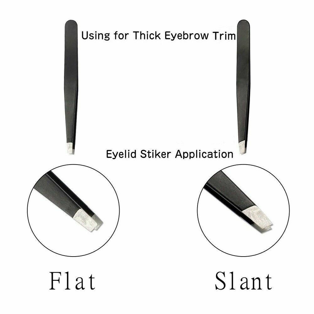 3 Pack Stainless Steel Slant Tip Tweezers for Eyebrow Grooming - Precision Hair Removal Tools