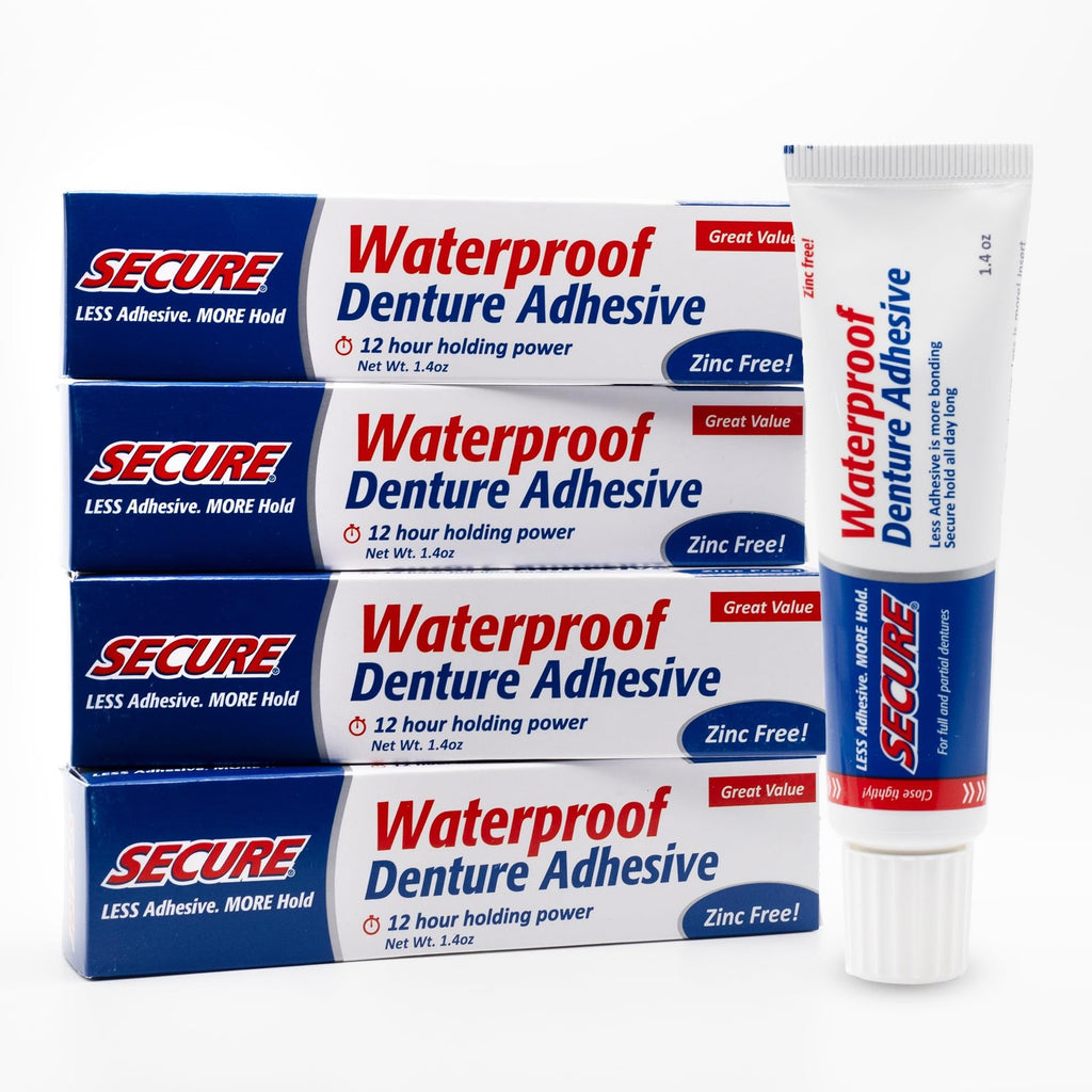 Strong Waterproof Denture Adhesive Cream 1.4 Oz - Pack of 4
