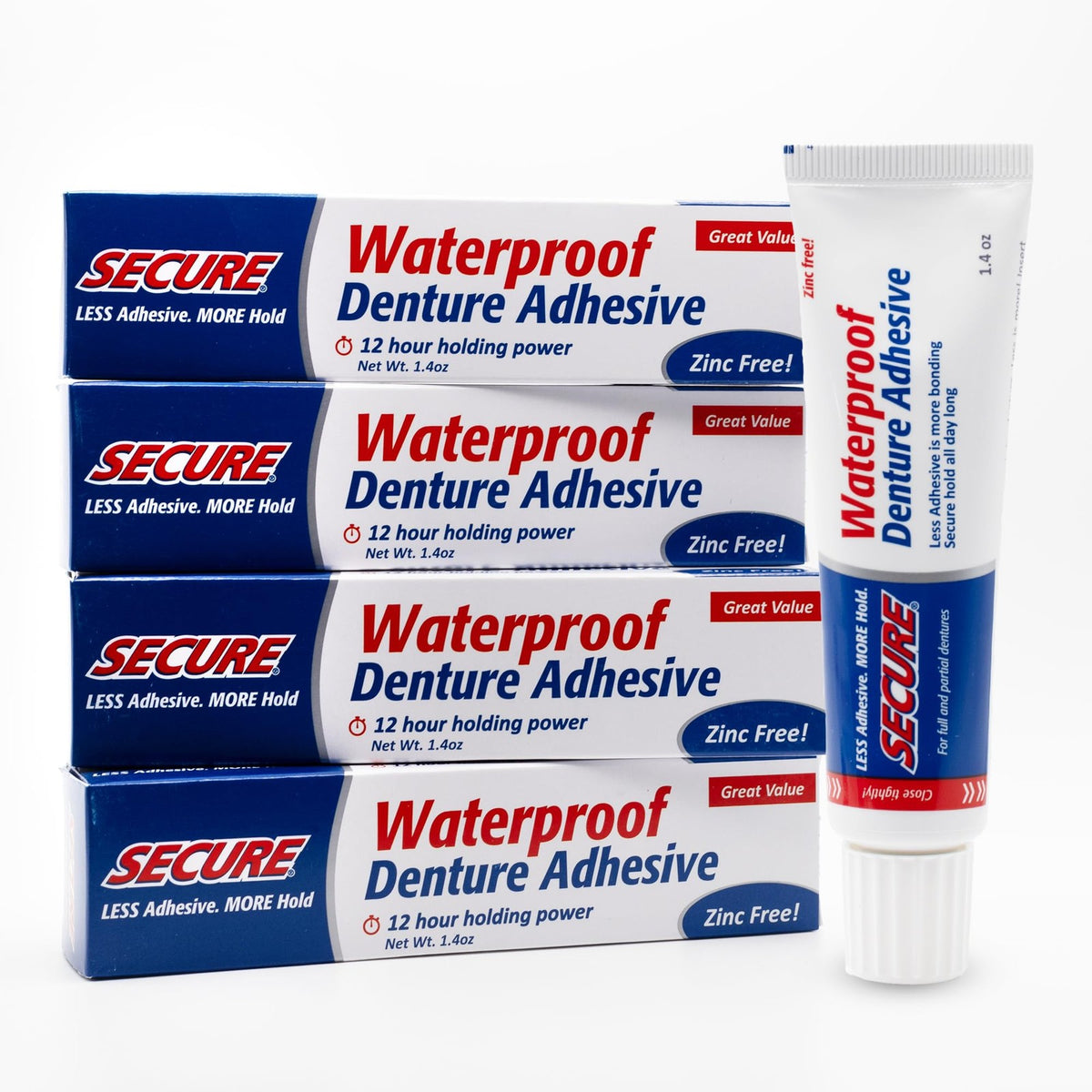 Strong Waterproof Denture Adhesive Cream 1.4 Oz - Pack of 4