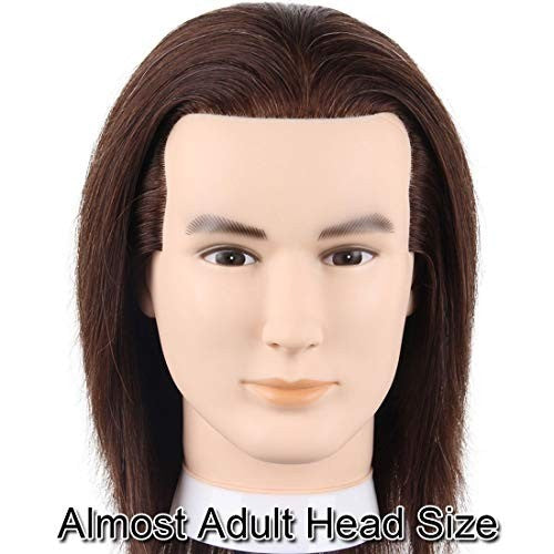 Male Mannequin Head with Human Hair for Hair Styling Practice - 10.6 inch