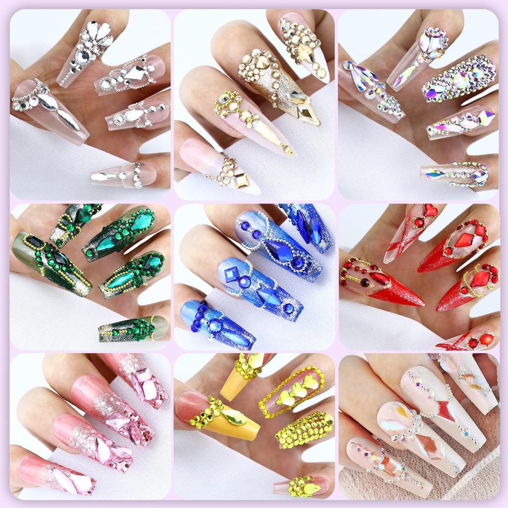3200PCS Nail Art Rhinestones Set - Clear Flatback Gems for Nails & Crafts