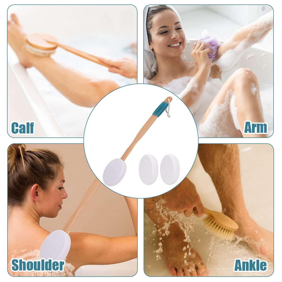 Long Handle Lotion Applicator Back Brush for Tanning and Skin Care