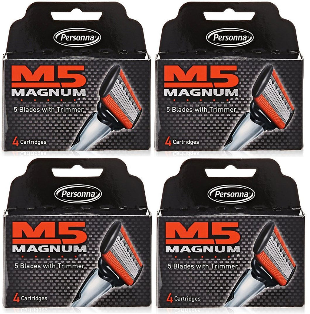 Personna M5 Magnum Razor Refill Blades with Trimmer - 4 Pack