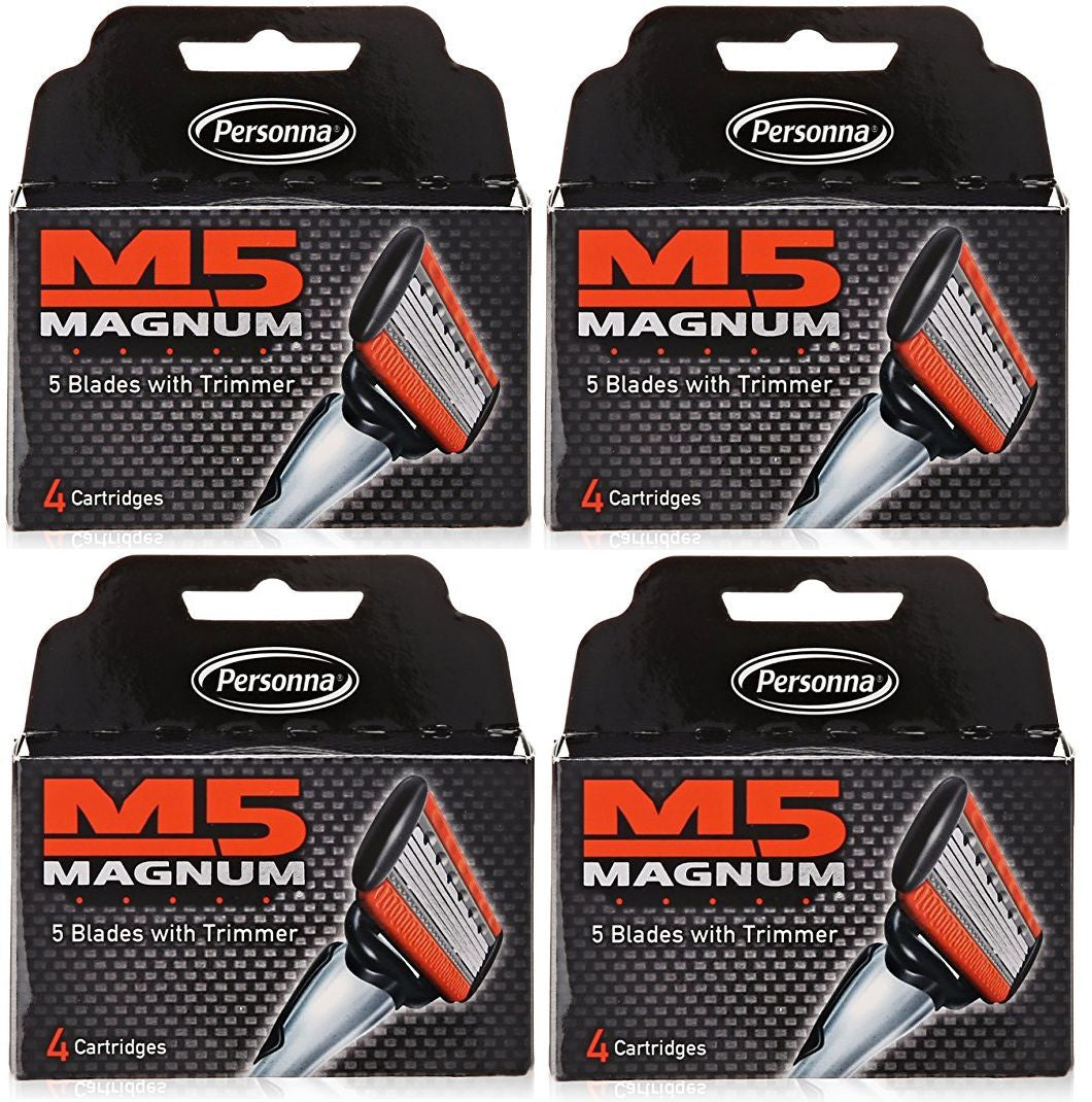 Personna M5 Magnum Razor Refill Blades with Trimmer - 4 Pack