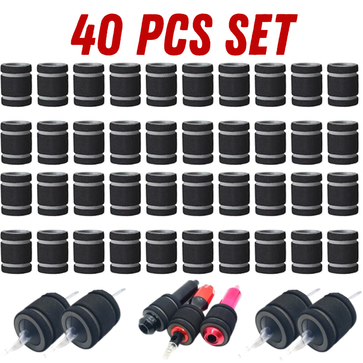 Tattoo Grip Covers Memory Foam 25-35mm Disposable – 40 Pack