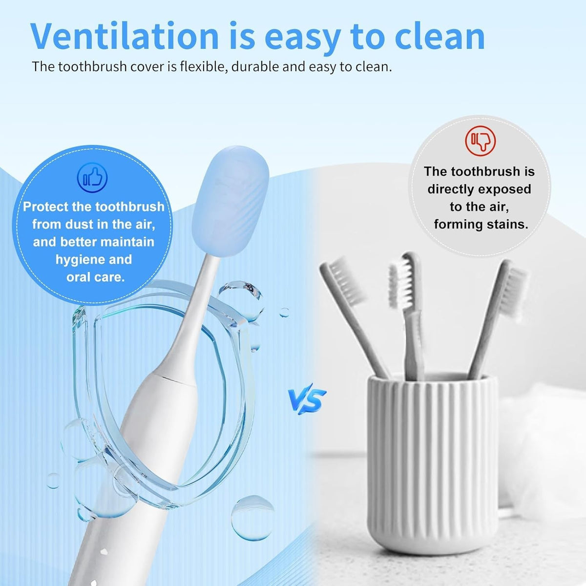 Silicone Toothbrush Covers - Secure Fit for Manual & Electric Brushes