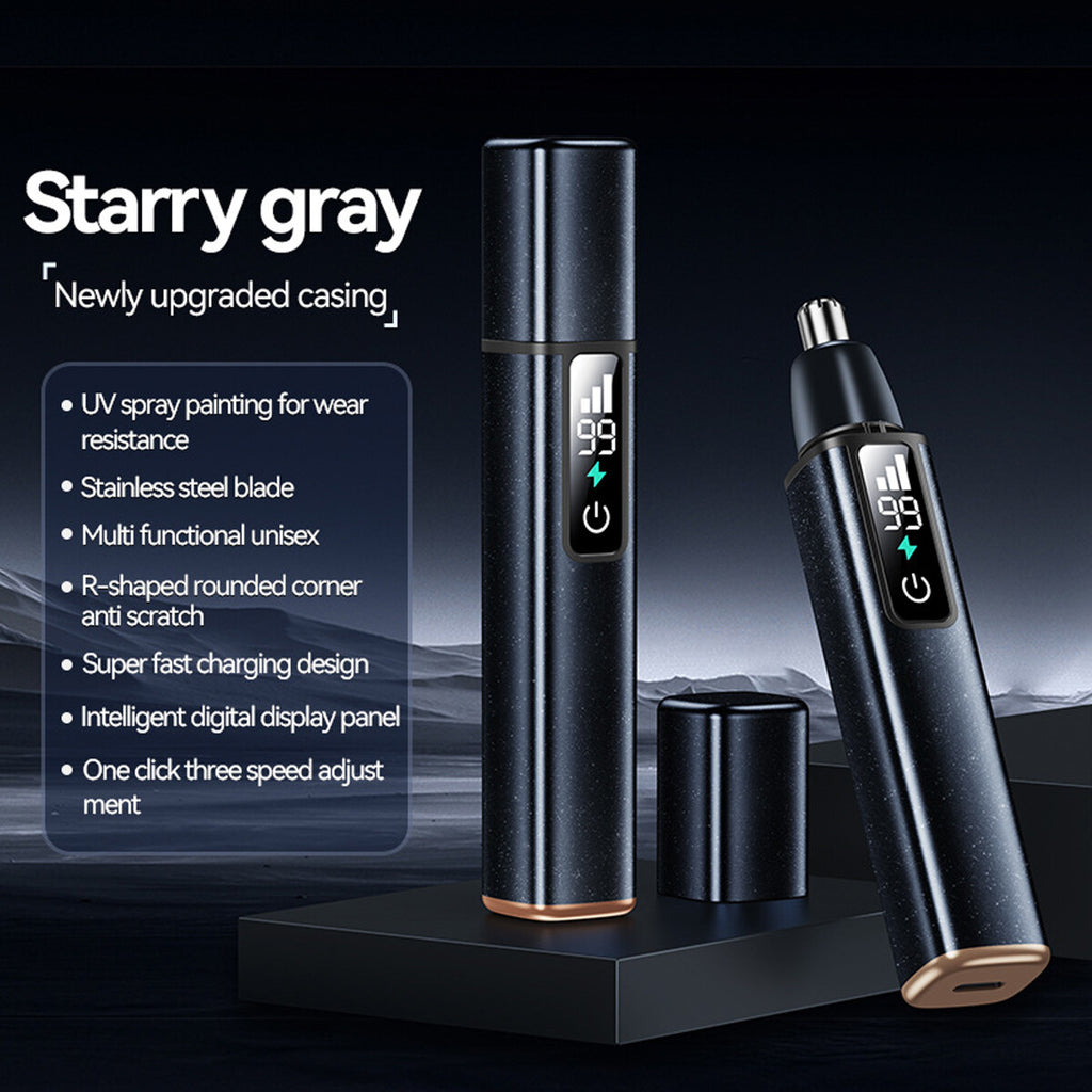 Rechargeable Nose & Ear Hair Trimmer with LCD Display, Waterproof & USB-C Charging