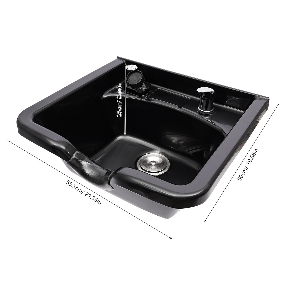 Salon Hair Shampoo Bowl Deep ABS Backwash Sink for Barber & Beauty Salons