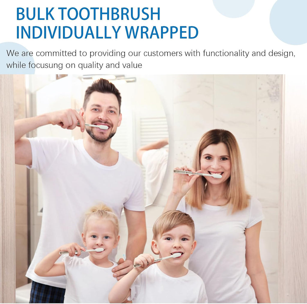 Disposable Toothbrush Set with Mini Toothpaste - 100 Individually Wrapped