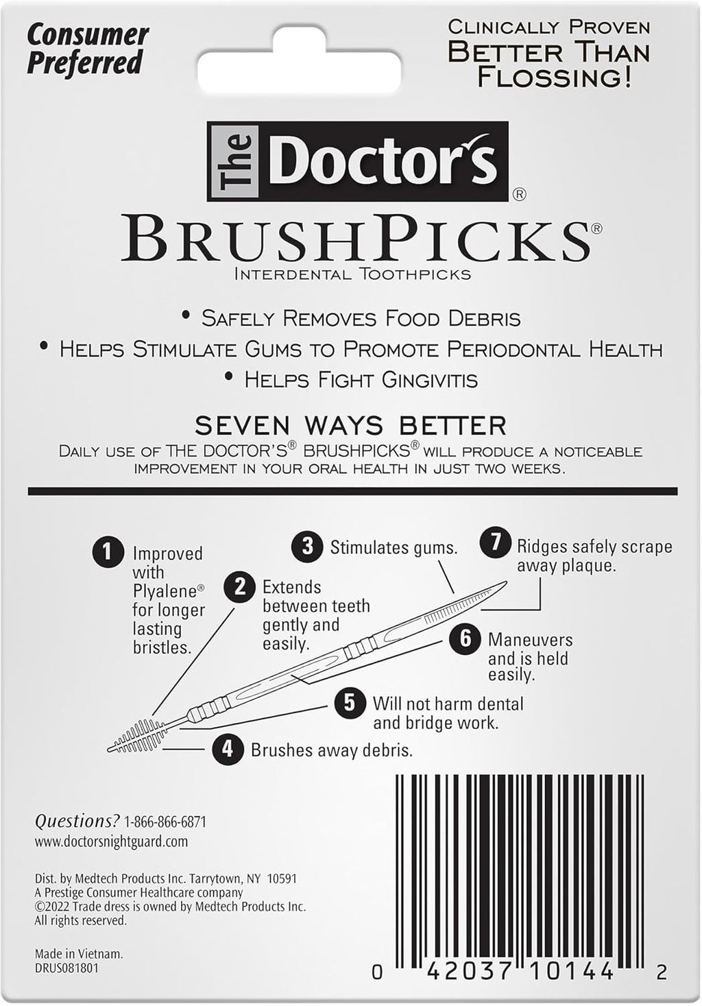 Interdental Toothpicks with Soft Bristles and Plaque Remover - 1100 Picks, 4 Pack