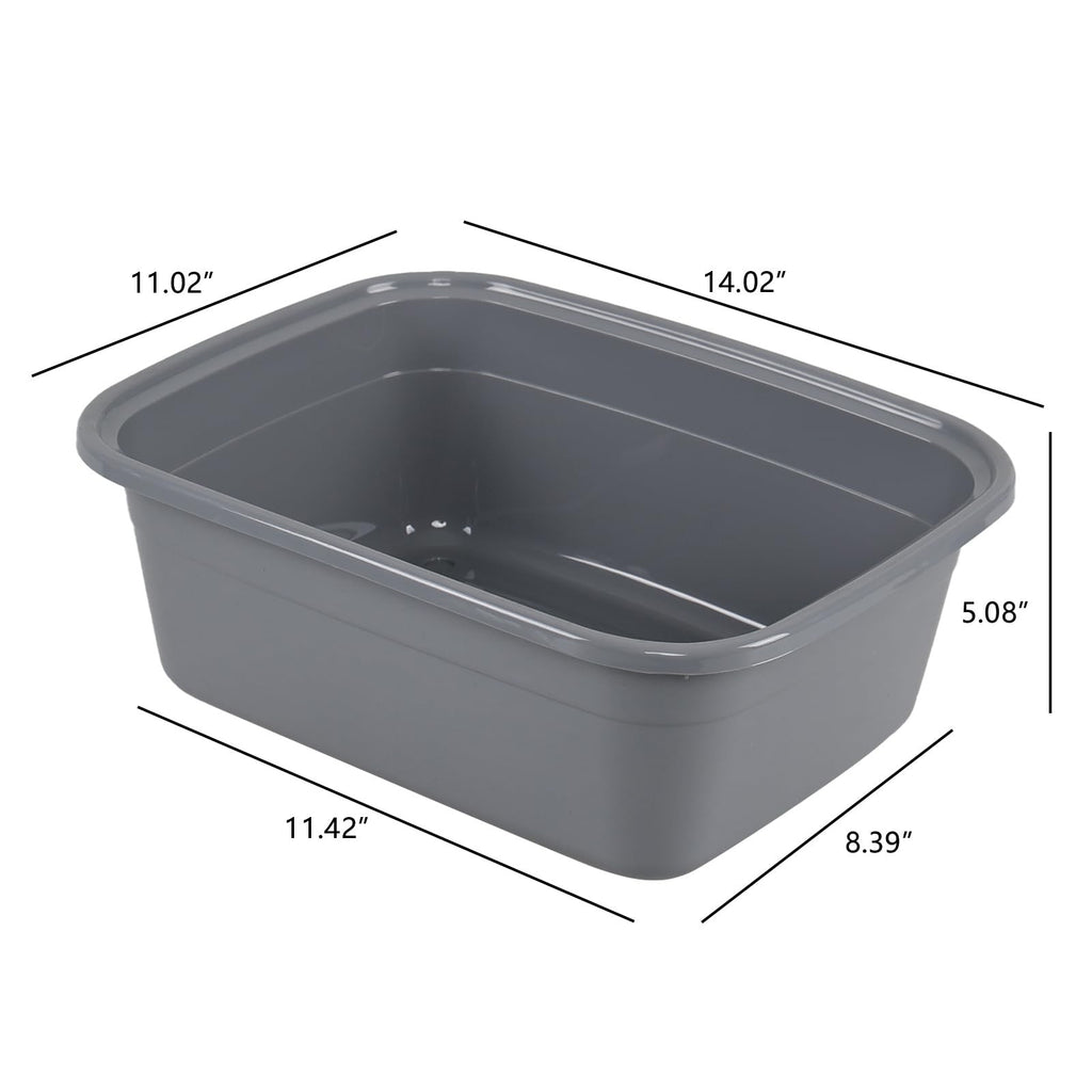 12 Quart Plastic Dish Washing Basin Grey 4-Pack Kitchen Sink Organizer