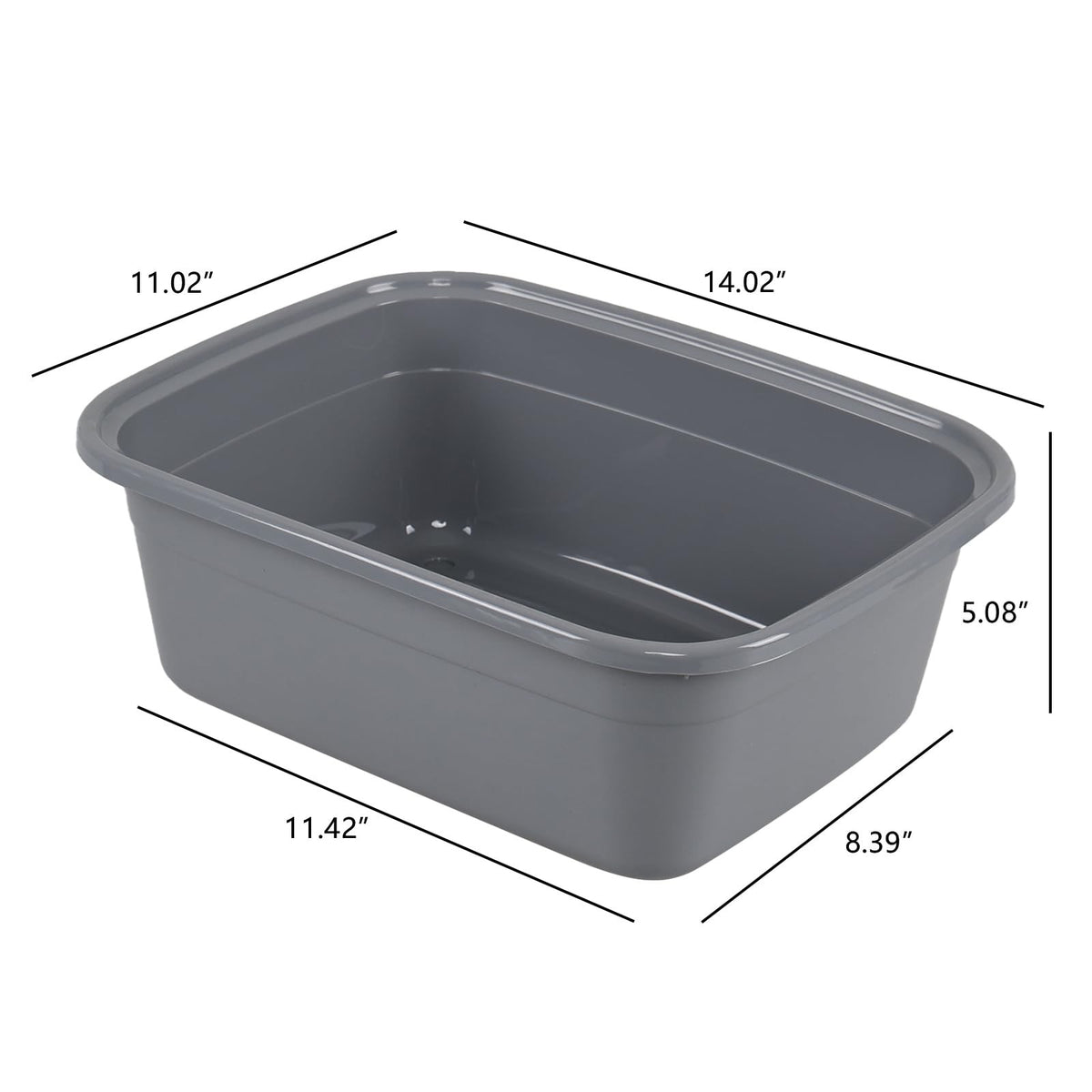 12 Quart Plastic Dish Washing Basin Grey 4-Pack Kitchen Sink Organizer