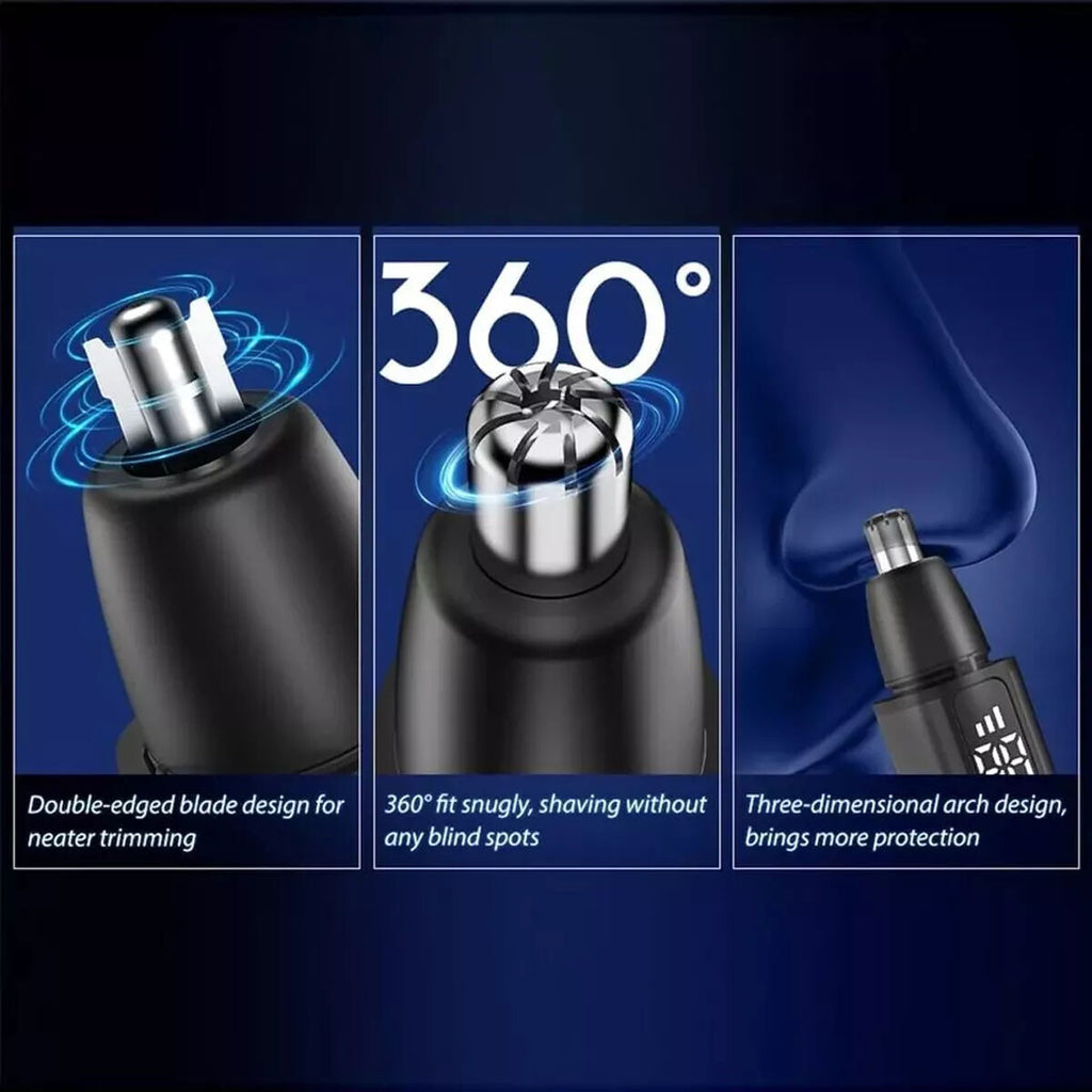 Rechargeable Nose Ear & Face Hair Trimmer for Men - Waterproof, 3-Speed, LCD Display