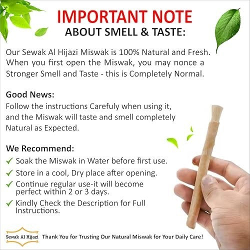Natural Miswak Toothbrush Set - Organic Wooden Chewing Oral Care 6 Pack
