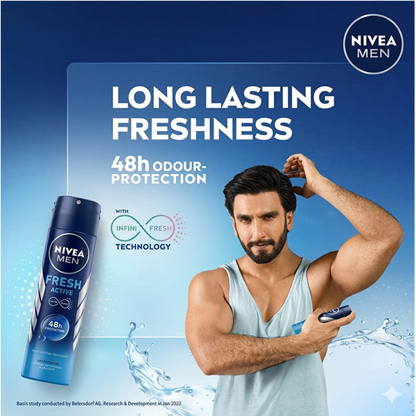 Men's Deodorant Spray 48H Odor Protection Antibacterial Fresh Active