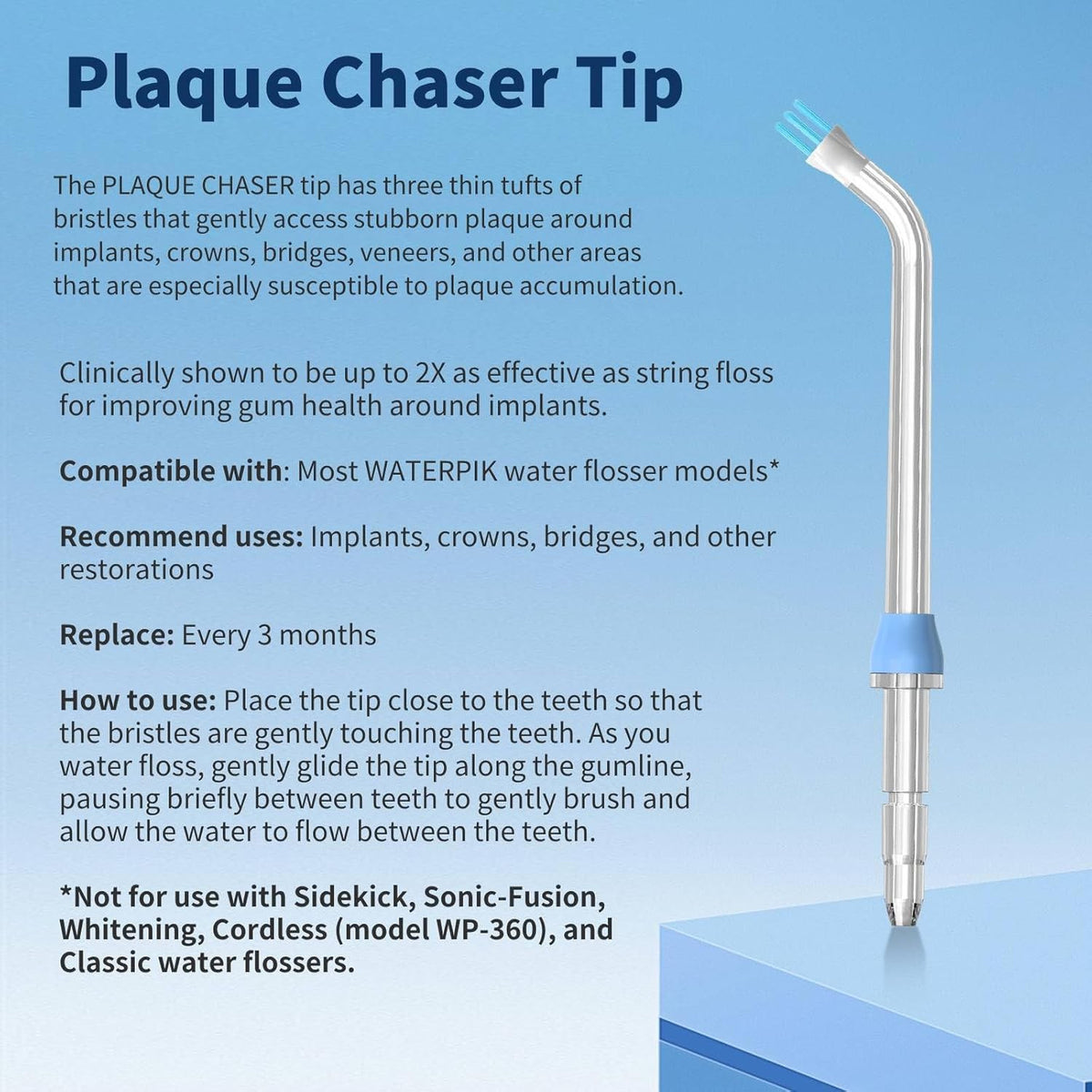 Water Flosser Replacement Tips - 6 Color-Coded Plaque Chaser Tips