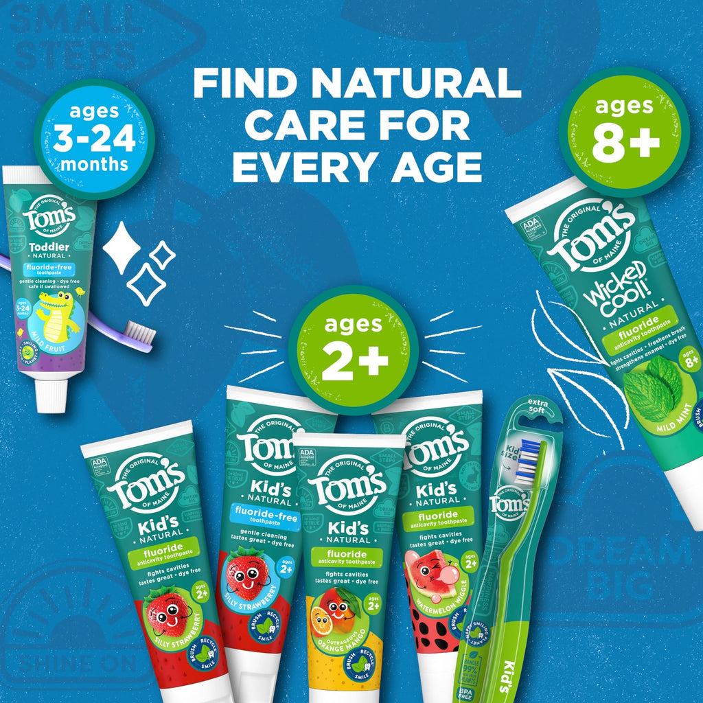 Kids Fluoride-Free Toothpaste with Silly Strawberry Flavor - Pack of 3, 5.1 oz