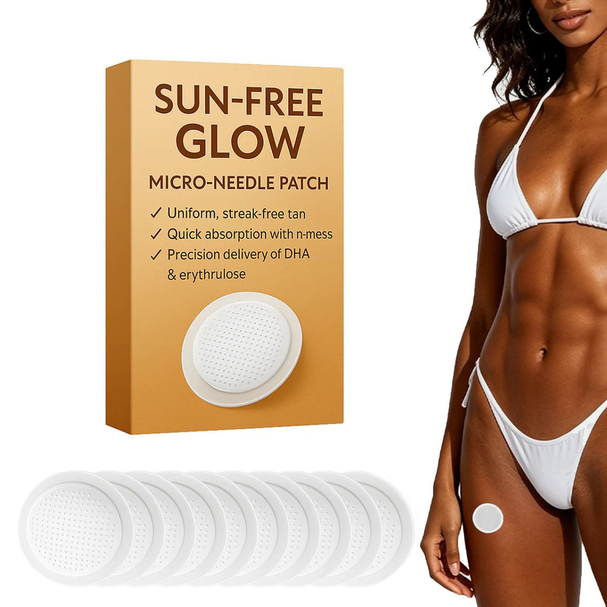 Sun Free Glow Microdarts Tan Patches for Natural Bronze Tan - 10 Patches