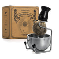 Men's Shaving Brush Set with Badger Hair & Stainless Steel Bowl - Exfoliating Cream