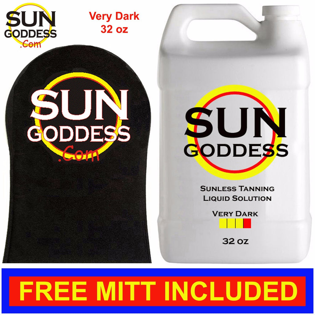 Very Dark Self Tanning Spray Solution 32 oz with Mitt & Gloves - Natural & Quick Dry