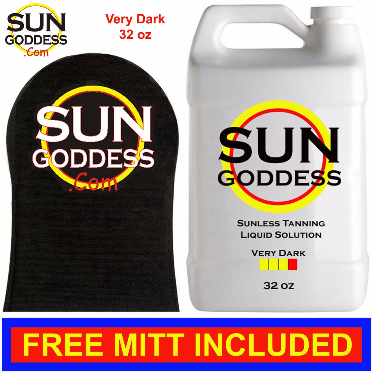 Very Dark Self Tanning Spray Solution 32 oz with Mitt & Gloves - Natural & Quick Dry