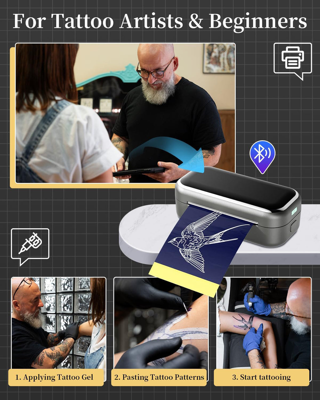 Tattoo Stencil Printer TP31 with 30 Sheets Transfer Paper – Wireless Bluetooth