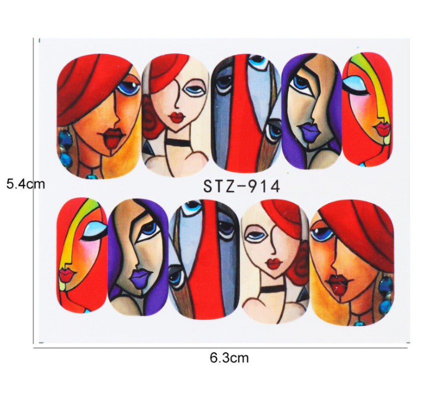 Water Decal Nail Art Stickers 16 Sheets Abstract Face Eye Designs