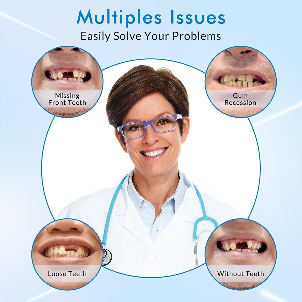 Moldable Silicone Denture Set Natural-Looking False Teeth & Veneers