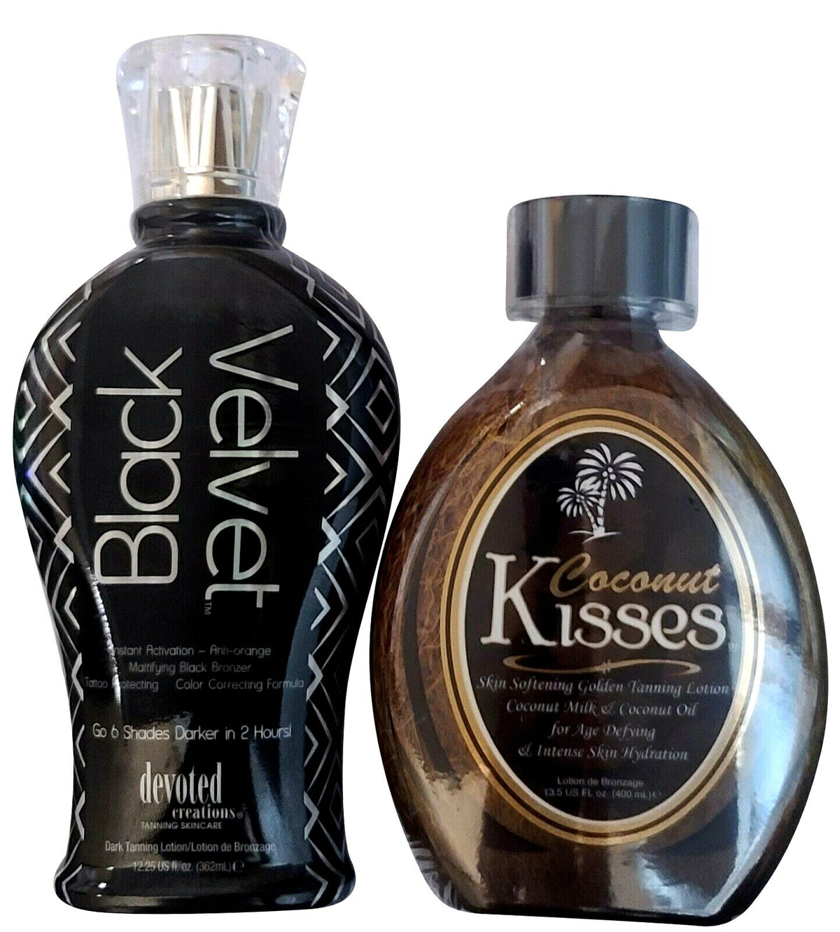 Black Velvet & Coconut Kisses Tanning Lotions Set - Dark Bronzer & Detox