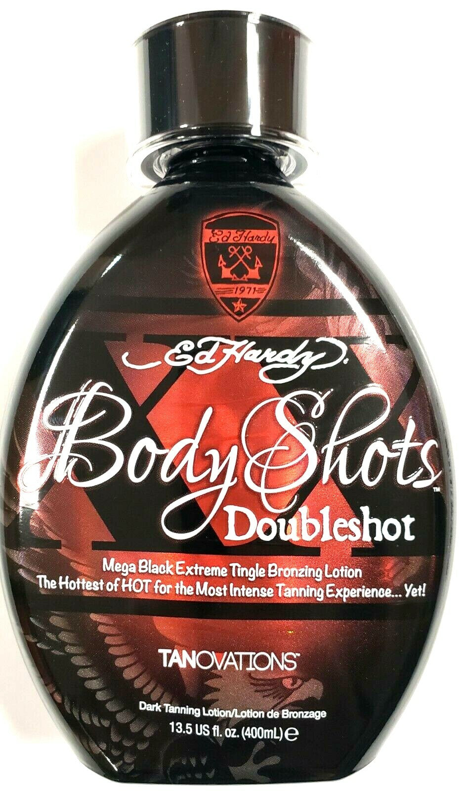 Ed Hardy Double Shot Tanning Bed Lotion with Bronzer and Hot Tingle - Dark Tan Enhancer