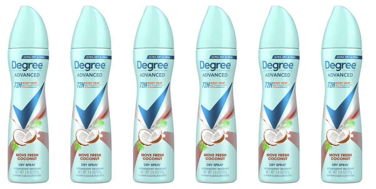 Degree Women 72H Fresh Coconut Antiperspirant Dry Spray - 3.77 oz, Pack of 6