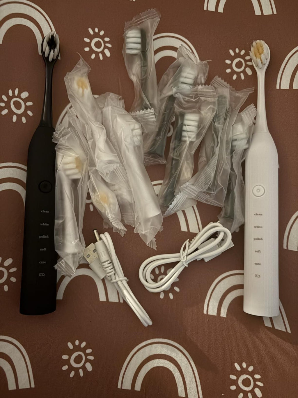 Electric Sonic Toothbrush 2 Pack with 12 Replacement Heads & 6 Modes