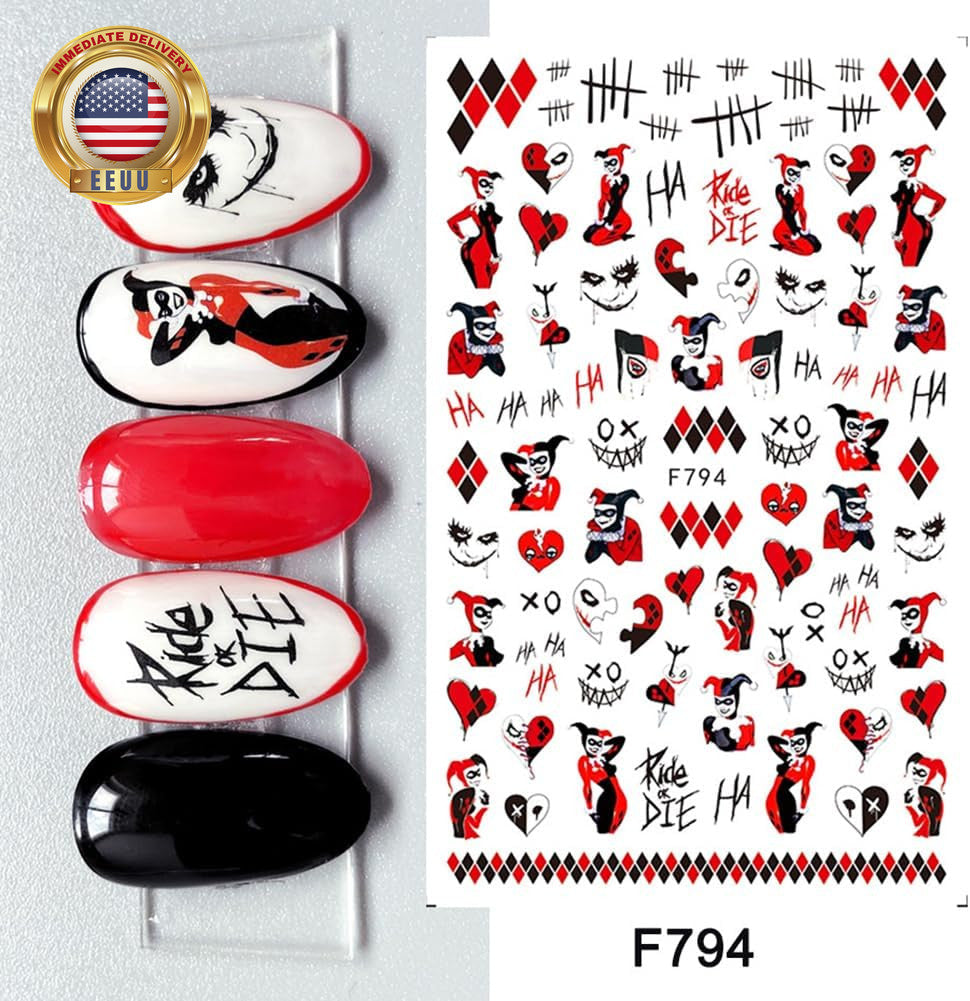 Halloween Gothic 3D Nail Stickers Set - Self-Adhesive Horror Nail Decals