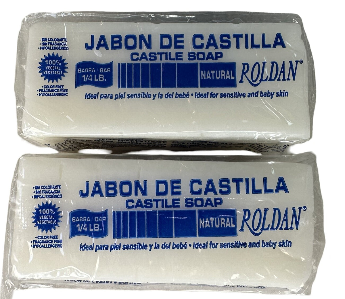 Natural Castile Soap Bar 4 oz for Sensitive Skin - Pack of 1, 2 or 3