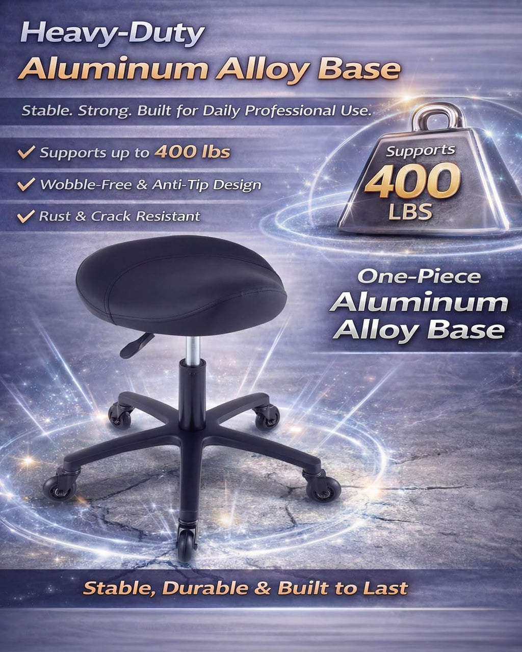 Black Hydraulic Salon Saddle Stool with 360° Swivel for Hair & Tattoo Chairs