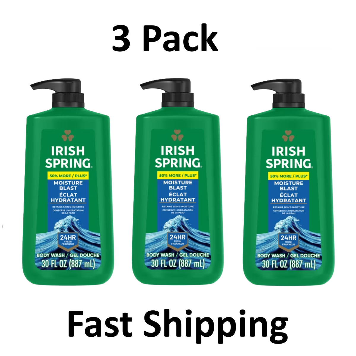 Moisture Blast Body Wash for Men - 30 oz Pump Bottle, 3 Pack