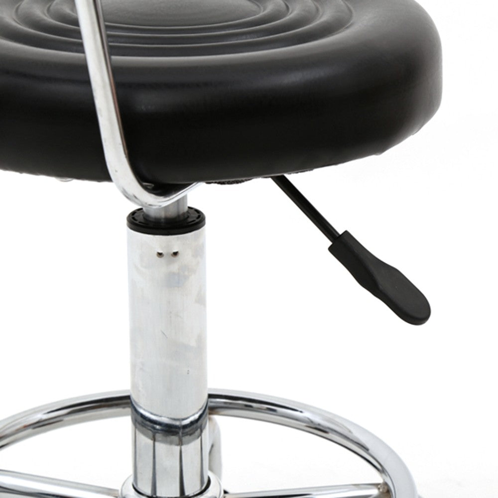 Adjustable Hydraulic Salon Stool with Backrest - Swivel Garage Chair